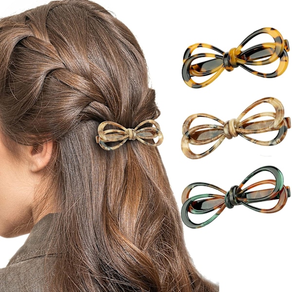 3Pcs Hair Clips Duckbill Clip 2.5 inch Bow Hairpin 3 Colors Set