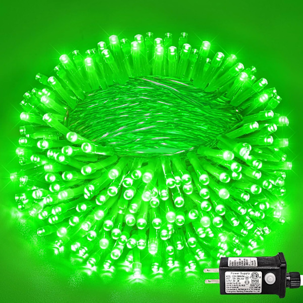 250 LED Green String Lights, 82ft St Patrick's Day Clear Wire 8 Modes Green Christmas Lights Outdoor, Plug in Waterproof Twinkle Fairy Lights for