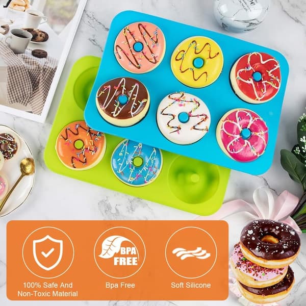 wxsp 3 silikone donut bageforme, 6 hule donut bageforme, non-stick, donutform, BPA-fri, donutforme, egnet til 40 til 230 grader, god