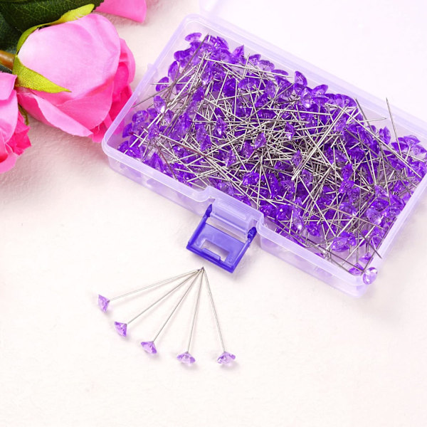 Lila Blomstift Corsage Pins Kristall Bukett Pins - 300 st