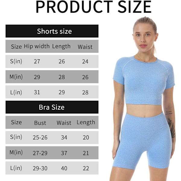 Yoga-kläder för kvinnor 2-delat set träningsdräkt sömlös kortärmad crop top