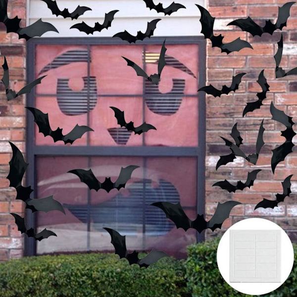 5-delt sett med Halloween-spindelvev-bordløper, svart blonder-spindvev-duk, kaminhylle-skjerf, lampedeksel, 36 stk 3 flaggermusklistremerker, kontor Halloween Ha