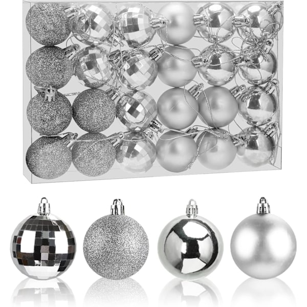24 stk julekule ornamenter sett 1,57 tommer mini knusebestandig ferie