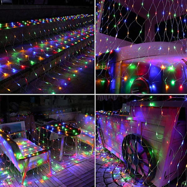 12ft x 5ft 360 LED julelysnet, 8 tilstande busknetlys, der kan forbindes, timer, vandtæt til juletræer, buske, have, udendørs