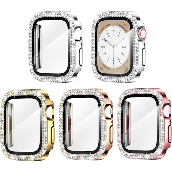 4-pack för Apple Watch Series 7 & 8 41Mm skärmskydd Bling case