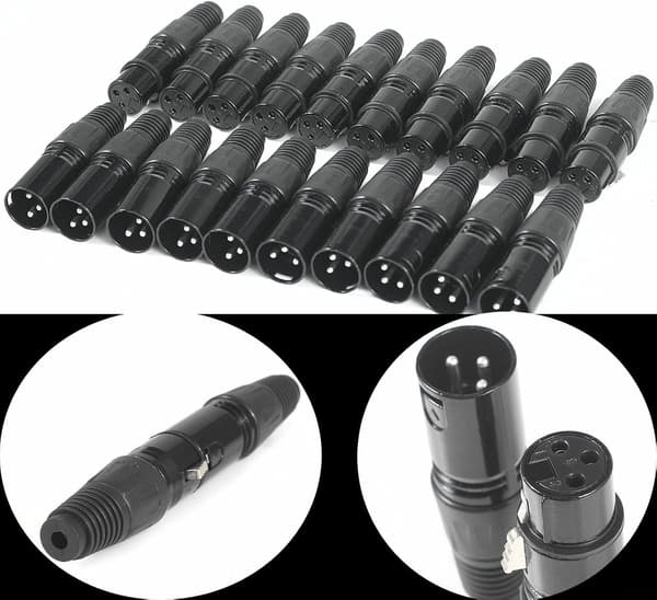 10-par XLR 3-bens han- og hunkonnektorer til mikrofonkabler til lydudstyr med messing