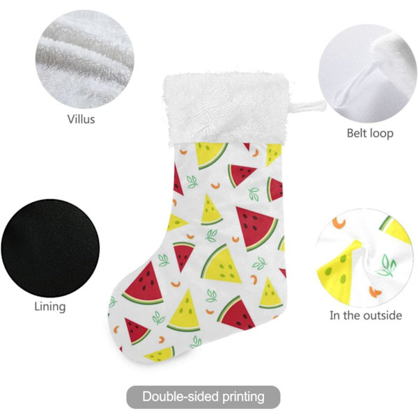 Julklapp, personliga julklappsstrumpor 2-pack Vattenmelontextur 45,7 cm Julstrumpor Hängande Ornament Eldstad för träddekoration