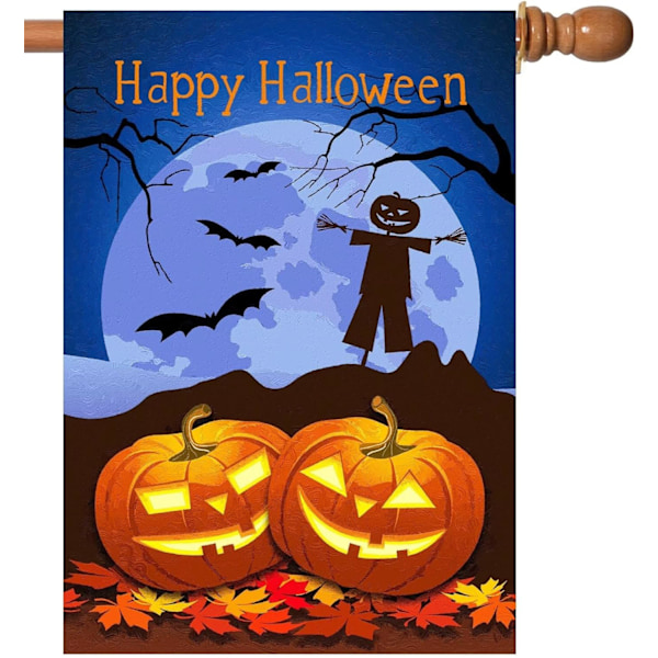 Halloween Pumpor Måne Lönnlöv Fladdermöss Höst Högtid Hus  28 x 40 Tum Dubbelsidig Trädgård Gård Utomhus Banner Dekor Multi 28\\ Multi 28\\