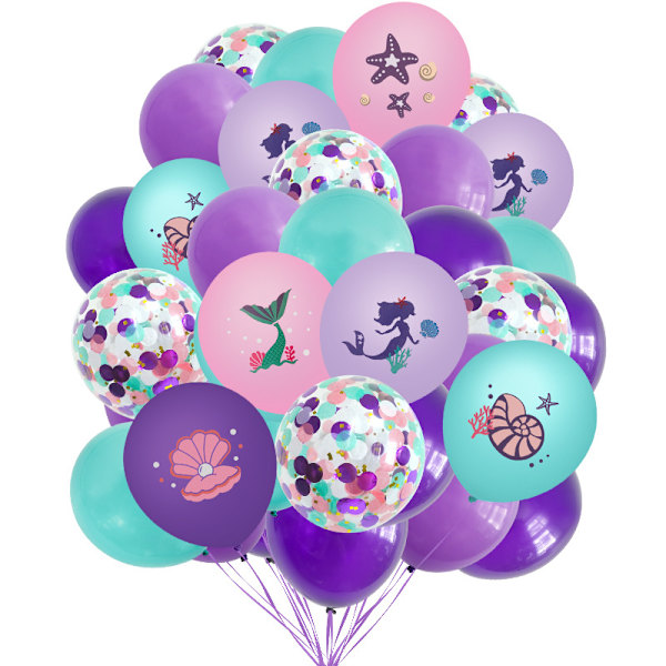38 st Mermaid Series Tryckta Latex Ballong Set Festdekoration