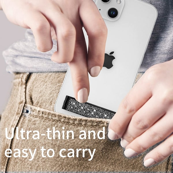 Mini Telefonstøtte, Sammenleggbar Usynlig Bærbar Metall Mobiltelefon Stativholder for Skrivebord, Kompatibel med iPhone, Samsung og Alle Mobiltelefoner, Glitter B