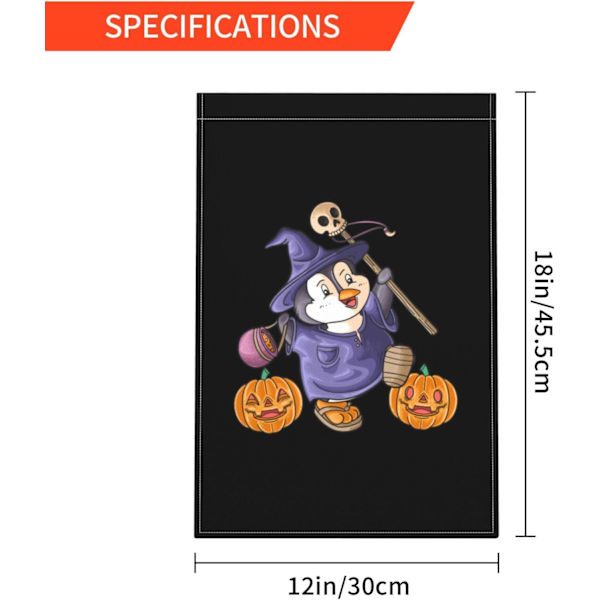 Halloween pingvin trädgårdsflagga för utomhusbruk 12x18 tum dubbelsidig hållbar vår sommar trädgård  uteplatsbanderoll hem gräsmatta dekor  svart svart