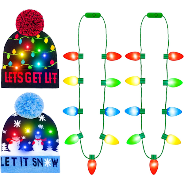 2-pack julhatt 2-pack julhalsband, upplyst julhatt halsband