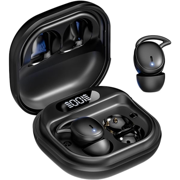 Bluetooth 5.4 Sovende Ørepropper - Støjreducerende, Usynligt Mini Design, Vandtæt til Rejser & Afslapning (Sort)