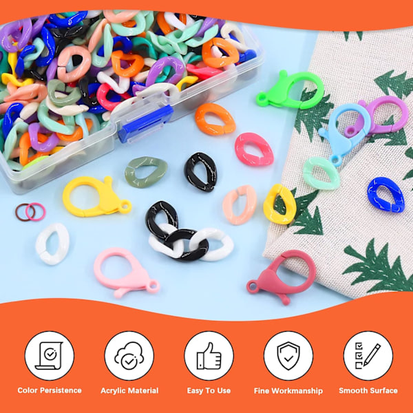 360 st Multicolor akryllänkar och hårda plastklipp