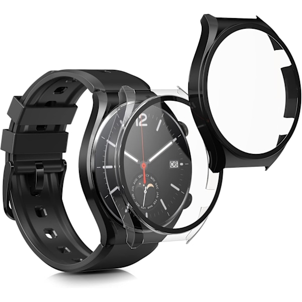 Skal Kompatibelt med Xiaomi Watch S1 Skal - 2X Härdat Glas med Plastram - Svart/Transparent