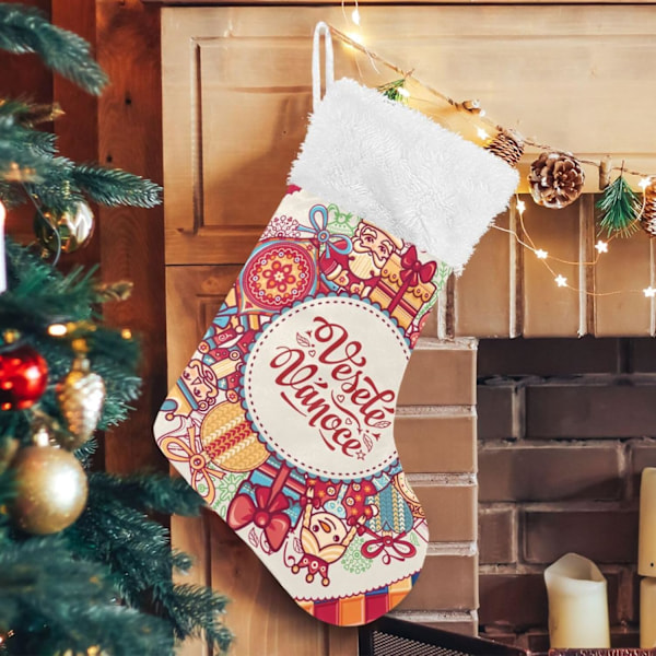 Julklapp, personliga julklappsstrumpor 2-pack Jultomten Presenter Orange Nät 45,7 cm Julstrumpor Hängande Ornament Kami