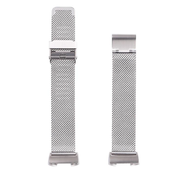 For Fitbit Charge 4 Dobbelt Forsikringsspændemilansk Urrem FDT Silver
