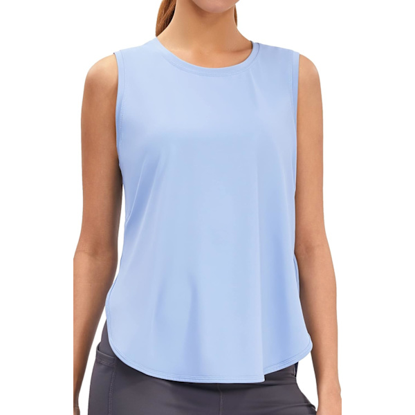 Ice Silk Workout Tank Tops til kvinder Cool-Dry ærmeløse løstsiddende yogaskjorter