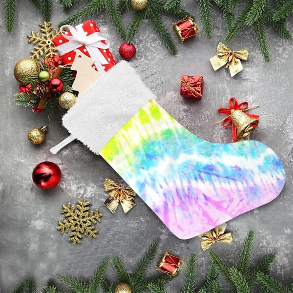 Jule-Strømpe, Personlige Jule-Strømper 2-pak Twisted Rainbow Tie Dye 45,7 cm Jule-Strømper Hængende Ornament Pejs til Trædekoration