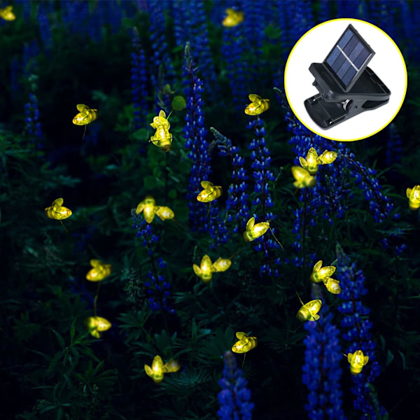 2-pack solcellslampor, 30 LED solcellslampor, ljusslinga med solcellslampor, utomhus solcellslampor, vattentäta för trädgård