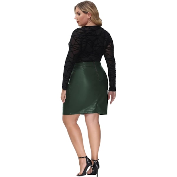 Kvinnors läderkjol Plus Size Midi Längd Hög Midja PU Pennkjol