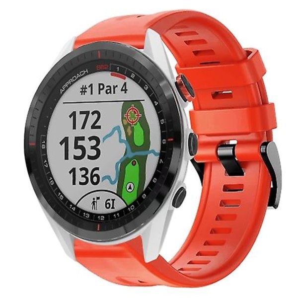 For Garmin Approach S62 Metal Buckle Solid Color Silicone Watch Band ZCD Red