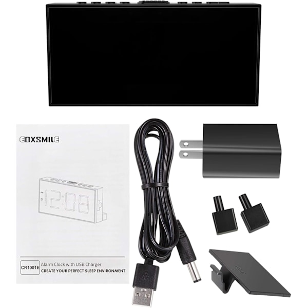 Digitalt vækkeur, højt dobbelt vækkeur til soveværelse, 7,5\" elektronisk stort display med dæmper, USB-oplader, baery-backup, 12/24/DST, digital