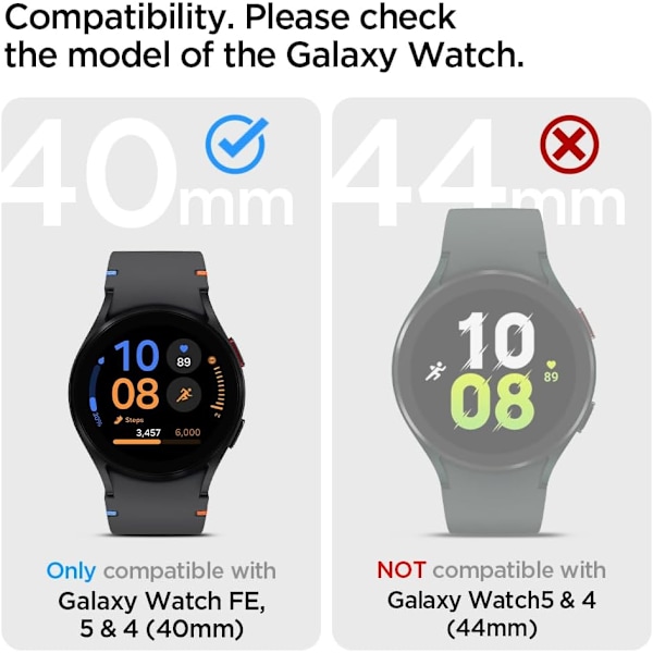 Liquid Air Designet til Galaxy Watch FE (2024), 5 40mm (2022), 4 40mm (2021) Cover - Mat Sort Mat Sort