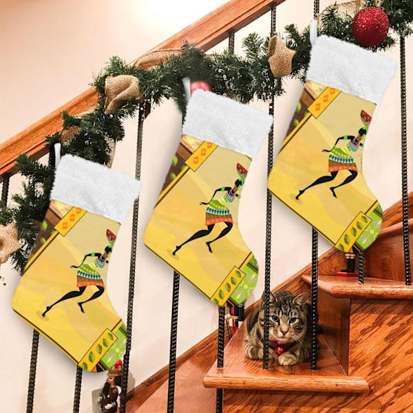 Julklapp, personliga julklappsstrumpor set om 2 Indiska Kvinna 45,7 cm Julstrumpor Hängande Ornament Eldstad för träddekoration