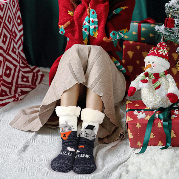 Jultomte golvstrumpor - fluffiga tjocka (2 par)