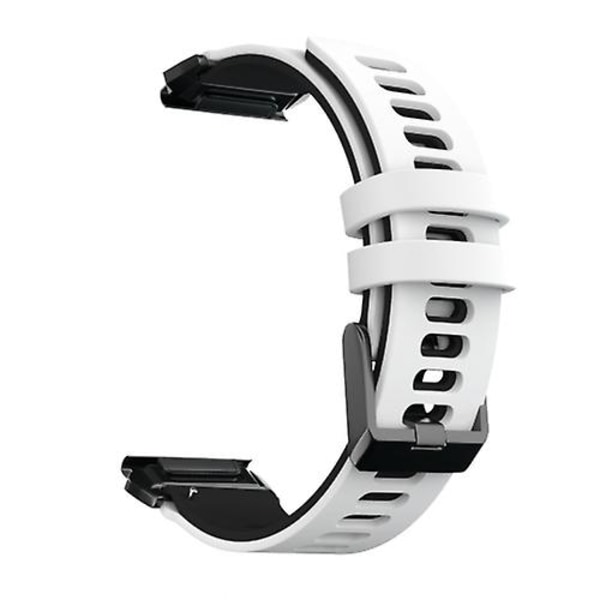 Til Garmin Fenix 6x To-farvet silikone quick release urrem NTR White Black