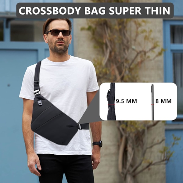 Slingväska bröstryggsäck casual dagryggsäck svart axel crossbody lätt