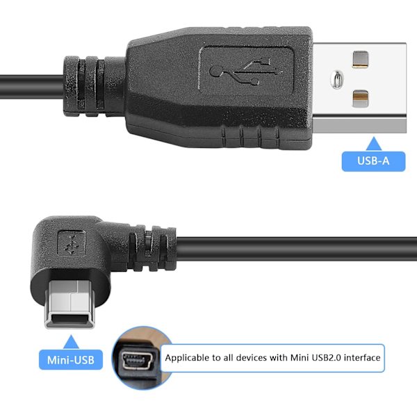 Pasow Mini USB-ladekabel USB 2.0 A-han til Mini-B bil