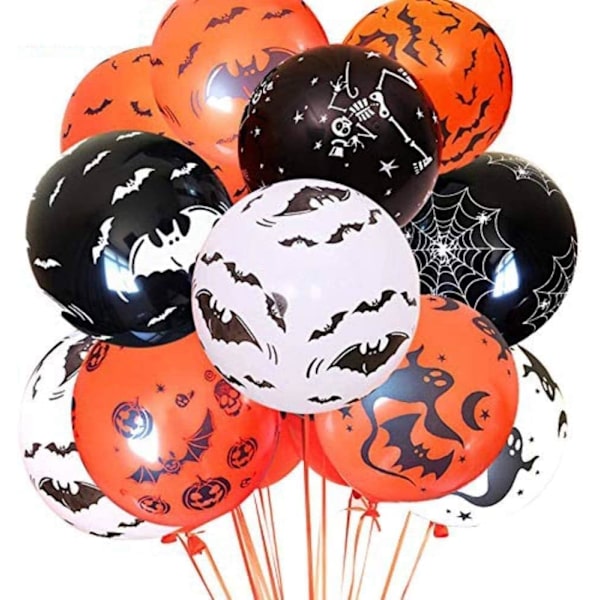 100 stk 12 tommer tykke lateksballonger Halloween-dekorasjoner festartikler ballonger svart oransje hvit oransje, hvit oransje, hvit