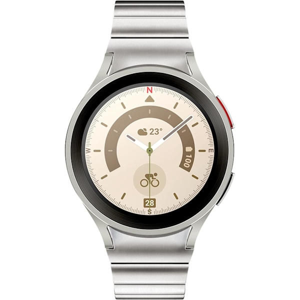 Kompatibel med   Galaxy Watch 7/6 Classic 43mm 47mm/5 Pro 45mm Remme, 20mm Titanium Metal Rem med Buet Spænde Kompatibel med   Galaxy