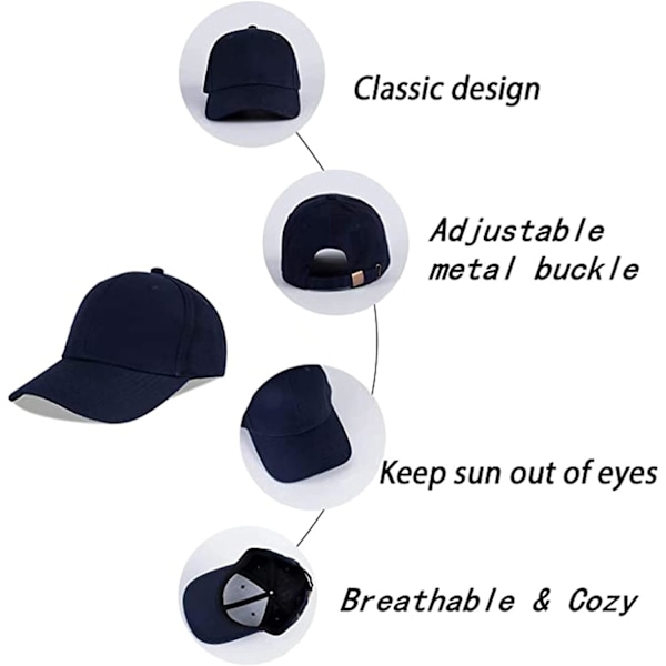 Klassisk Baseball Cap Low Profile Justerbar Bomulds Kasketter til Løb Cykling