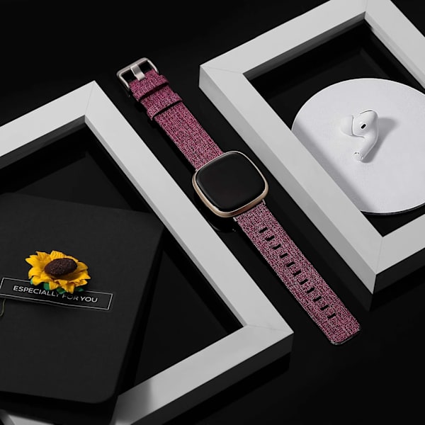 Fitbit Versa 3/Sense Vævning Rem - Lille Fuchsia