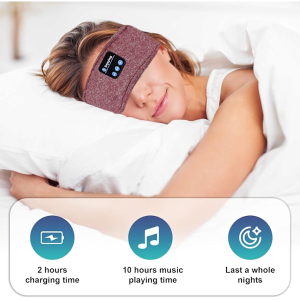 Bluetooth-unipanta – Langattomat kuulokkeet mikrofonilla miehille ja naisille, täydellinen nukkumiseen, joogaan, liikuntaan ja juoksuun (punainen)