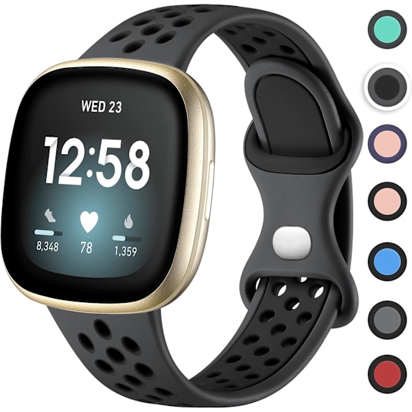 Pustematerial silikonring med dobbelthulls spenne for Fitbit Versa 3/Sense