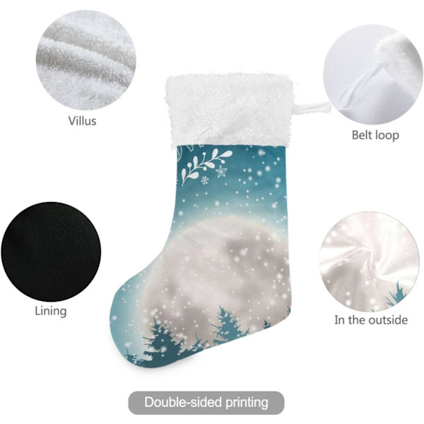 Julklapp, Personliga Julklappsstrumpor 2-pack Jul Vinter Snöig Stor Måne 45,7 cm Julstrumpor Hängande Ornament Eldstad för
