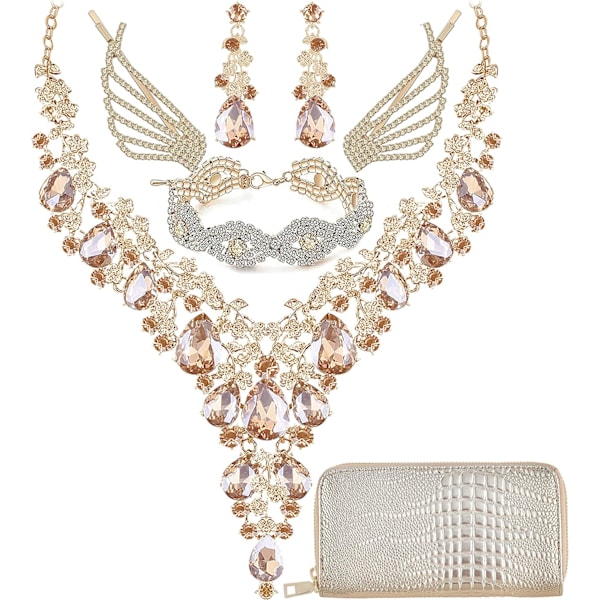 Bryllup Brud Brudepike Østerriksk Krystall Rhinestone Smykkesett Statement