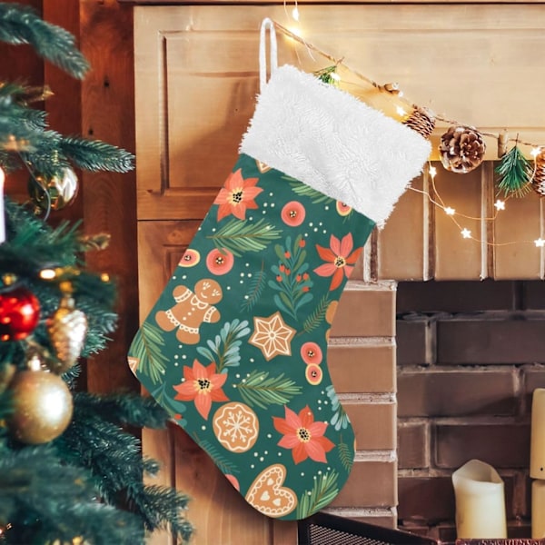 Julklapp, Personliga Julklappsstrumpor 2-pack Jul Pepparkakor 45,7 cm Julstrumpor Hängande Ornament Eldstad för Träddekoration