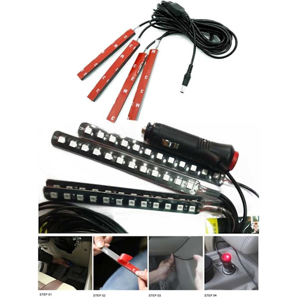 Bil LED-list, 4st 36 LED-bilar Inre ljus under