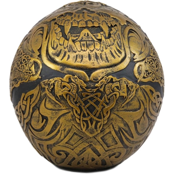 Ebros Keltisk Tribal Knotwork Tattoo Sort Spøgelse Vampyr Kranie Statue 7\" Lang Som Macabre Ossuary Dekoration Dracula Skelet Kranium til     Black & Day