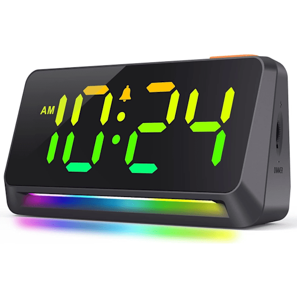 Dynamisk RGB-klokke - Ekstra høy digital alarmklokke for soverom, tunge sovende, voksne, barn, liten nattbordsklokke med RGB-nattlys, LED