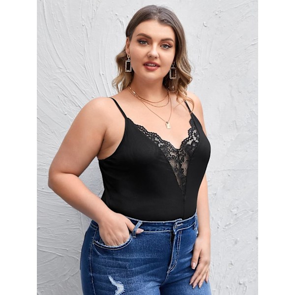 Kvinners Plus Size Spaghetti Stropp Kontrast Blonder Cami Topp Camisole