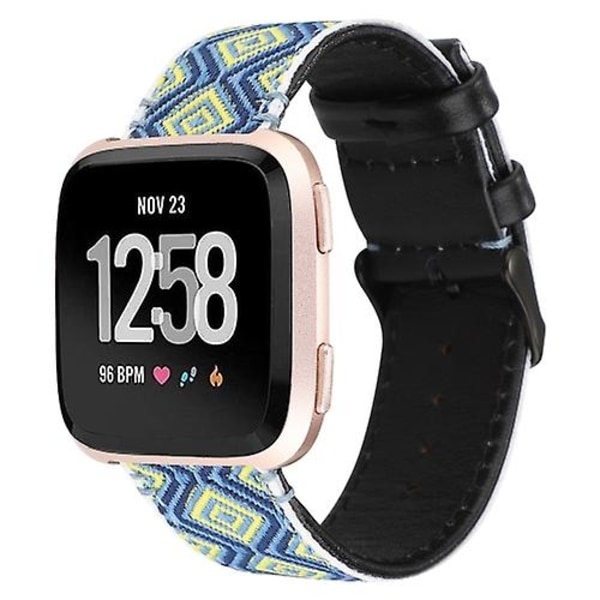 For Fitbit Versa Etnisk Stil Ægte Læder Watch Band LEQ Rural