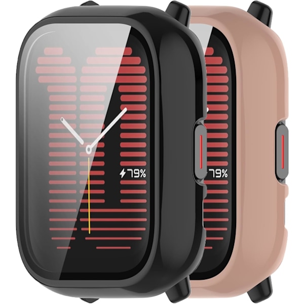 2 kpl Kellon kuori Yhteensopiva Amazfit Active -kotelon kanssa, Erittäin ohut kova PC-suojakuori Suojakotelo Amazfit Active -näytönsuojalle S