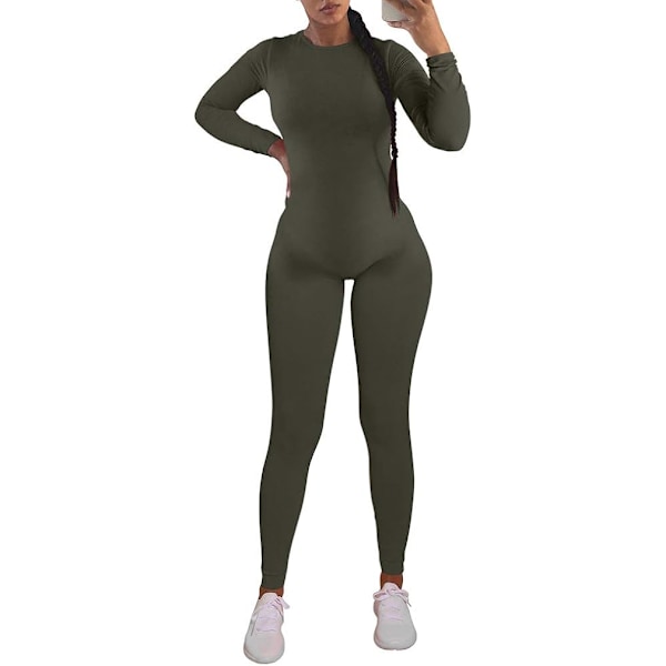 Kvinners Sexy Bodycon Lang Arm Rund Hals En Del Jumpsuit Romper