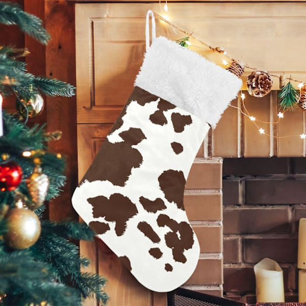 Julklapp, personliga julklappsstrumpor set om 2 med kotryck 45,7 cm julstrumpor hängande prydnad spis för träddekoration  17.71x